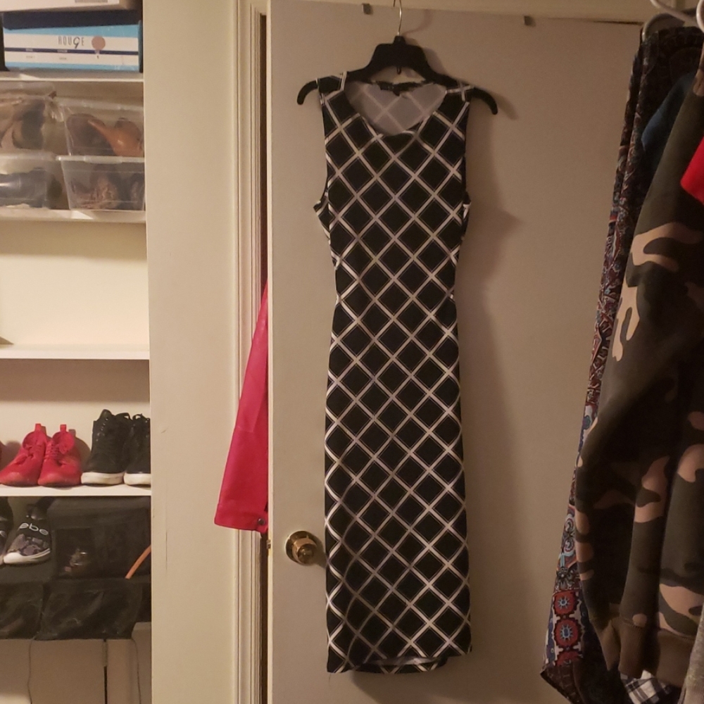 Black and white midi dress